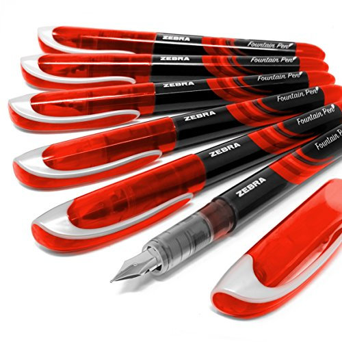 Zebra Fuente - Disposable Fountain Pen - Red Ink - Pack of 6