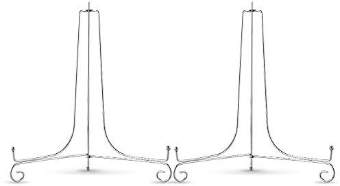 Artliving (2 Stück 30,5 cm Eisen-Tellerständer, silberfarbene Eisenstaffelei, Teller, Fotohalter, Präsentationsständer, Bilderrahmen, Kochbücher, dekorative Teller, Tablets und Kunst