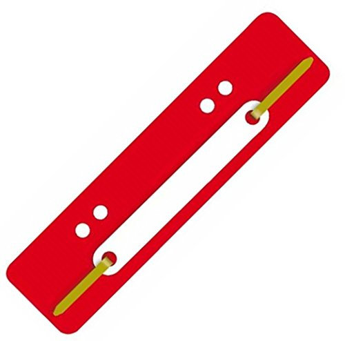 PTB Heftstreifen aus PP-Folie mit Plastikdeckleiste, 3,4 x 15 cm, 4 Löcher, Rot (100 Stück)