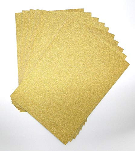 A4 Gold Glitter Paper - Non-Shed Sparkle Craft Sheets 250gsm - Bling Crafting Card - Acid Free (10 Sheets)