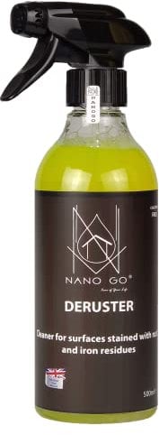 NANO GO DERUSTER - Alkaline Spray Rust Remover for Metal, Ceramics, Mineral Surfaces, Concrete, Buildings, Tools & More. Suitable as Bike, Car Rust Remover, Patio Rust Remover - 500ml