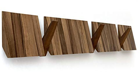 ILOVEHANDLES Wandgarderobe mit 25 Kleiderhaken Hakenleiste Walnuss schwarz