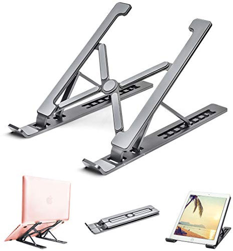 Laptopständer Verstellbar für iPad Tablet 6 Winkel, Laptop Kühler MacBook Pro Ständer Belüftet Faltbar Kompatibel mit 10-15.6 Zoll, Notebook Laptophalter Riser für Laptop Tisch Bürozubehör
