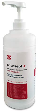 Privosept 1-Liter-Flasche Desinfektionsmittel zur hygienischen und chirurgischen Handdesinfektion, biozid, viruzid, bakterizid, 70% Ethanol, mit Pumpspender, 1000 ml