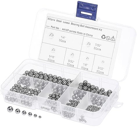 X AUTOHAUX 300pcs 6 Sizes Bicycle Bearing Ball Chrome Steel with Storage Box
