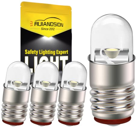 Ruiandsion E5 LED Bulb White 3V E5 E5.5 Screw Base LED Bulb Upgrade for Modle Train Lights(Pack of 4)