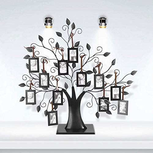 Familienbaum-Bilderrahmen,moderner Fotorahmen Storage Baum Metall Familienfoto Frame Anzeige Baum,Heimdekoration, Bilderrahmen (groß, mit 6,4 x 4,6 cm Bilderrahmen)
