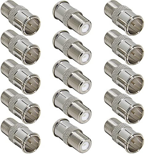 Greluma 15 Pcs connettore maschio a femmina tipo F, adattatore di connessione rapida F per TV, antenna, cavo coassiale, ricevitore satellitare per camper