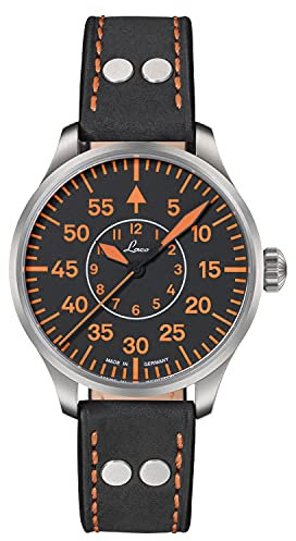 Laco Montre d'aviateur, Montre Automatique, boîtier en Acier Inoxydable, Verre Saphir, 5 Bar, Made in Germany