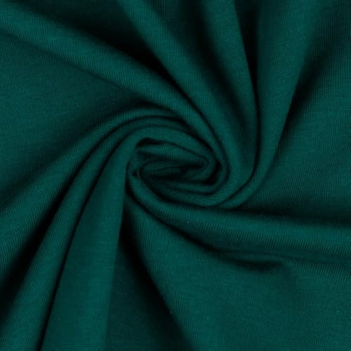 Jerseystoff Uni Meterware Tex Standard 100 zertifiziert 69 Farben zur Auswahl Uni + Meliert (013 I Dunkelgrün, 50 x 150cm)
