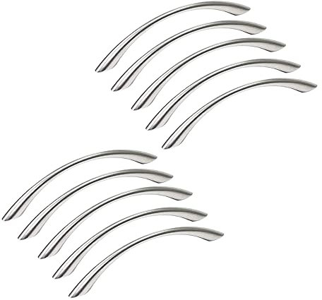 MARGUERASW Lot de 10 Poignée Meuble Poignée de Meuble Cuisine Inox - Poignée de Porte Poignée Cuisine Nickel Brossé en Acier Inoxydable Entraxe 96mm