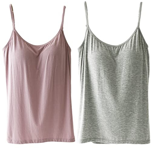 JK Home Lot de 2 Camisole Femme Soutien-Gorge Intégré Rose/Gris 78cm