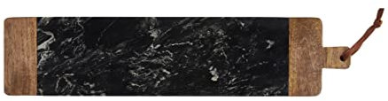 Mud Pie Long panneau de marbre noir en bois, 6 X 26