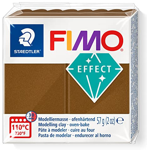 STAEDTLER ofenhärtende Modelliermasse FIMO Effect, metallic antikbronze, hochbrillanter Metallic Glanz mit mineralischen Glimmerpartikeln, Normalblock 57g, weich und geschmeidig, 8010-71
