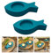 Oblique Unique Teelichthalter Fisch 2er Set Kerzenhalter Fische aus Holz - Tisch Dekoration für Taufe Kommunion Konfirmation Taufdeko (Türkis)