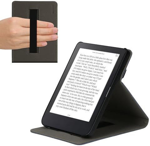 kwmobile Custodia Verticale Compatibile con Kobo Clara 2E - Cover con Fascia Mano e leggìo - Case Custodia e-Reader Flip