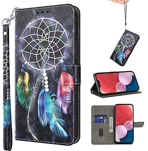 BOLELAW Handyhülle für Samsung Galaxy A14 5G/4G Hülle Leder Flip Klappbare [Premium PU Leder] [Standfunktion] [Kartenfächern] Schutzhülle Klapphülle für Samsung Galaxy A14, Traumfänger