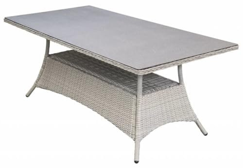 4 jahreszeiten gartenmobel Gartentisch Dublin 160x90cm | Mystic Grau | Polyrattan & Keramik