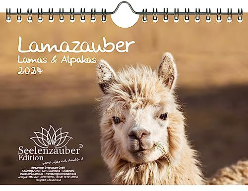 Lamazauber DIN A5 Wandkalender für 2024 Lama Alpaka - Seelenzauber
