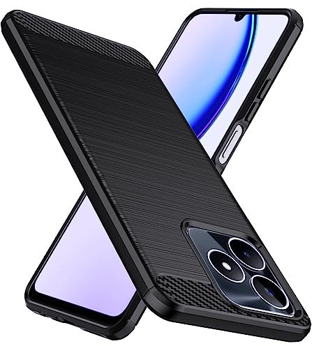 Natbok Funda para OPPO Realme C53 4G,TPU Suave + Fibra de Carbono Flexible Carcasa,Grado Militar a Prueba de Golpes,Anti-Raspaduras,Antideslizante Funda para Realme C53 4G,Negro
