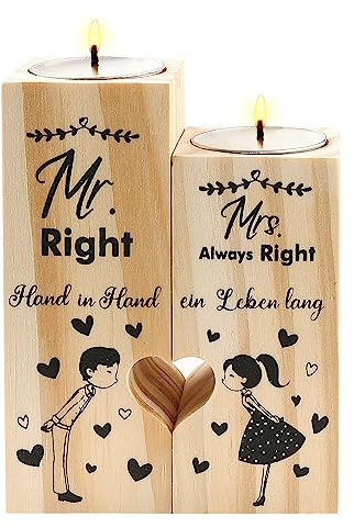 Hochzeitsgeschenke für Brautpaar Herzförmiger Kerzenhalter Geschenke Hochzeit Paare Geschenk zur Hochzeit Geschenkideen für Hochzeit, Verlobung, Valentinstag (Mr und Mrs)