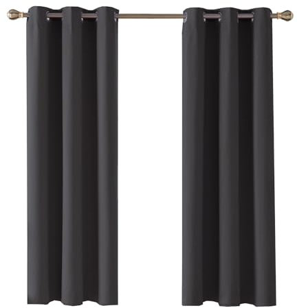 Ev Dekor® EVCRTN01 Thermal Blackout Curtains for Bedroom, Offices, Hotels Windows 90(228cm) Wide X 54(137cm) Long, Charcoal - 2 Panels with Tie Backs