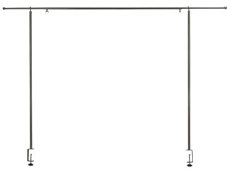 Supernic Tall Over The Table Rod Stand with Clamps Adjustable 135-250cm Gold Metal Table Arch Stand Table Clamp Stand Hanging Rail Party Stands for Decorations Wedding Anniversary (Silver)