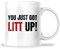 Tasse mit Aufschrift You Just Got Litt Up – lustige Anzüge Meme TV Show Law School Tasse – 325 ml Tasse tolles Geschenk für Urlaub Geburtstag Weihnachten – Premium-Keramik-Tasse – gedruckt in den