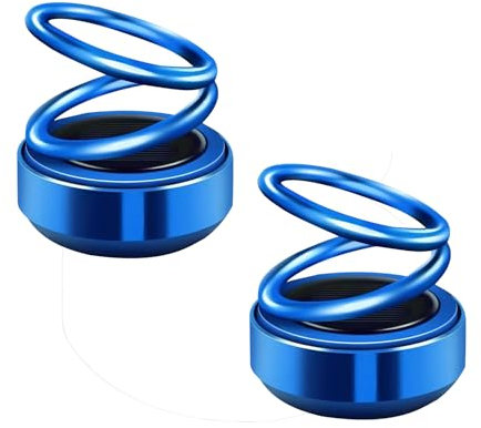2 Stück Tragbare Kinetische Mini Aromatherapy, Automatisch Rotierende Solar-Doppelring-Aromatherapy, Mini Kinetic Aromatherapy Diffuser für Auto und Haushalt (Blau)