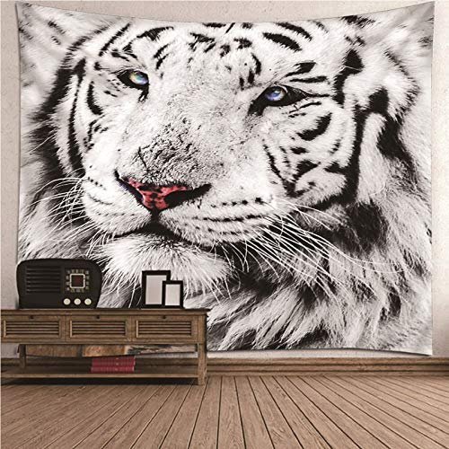 CEVAN Wandteppich Vorhänge Tapisserie Kamin Tierthema Tiger Wandbehang Stoffbild Wanddekoration Für Küche Kunst Dekorationen Decke Wandbehang Stoff Schwarz-Weiss 300x250cm