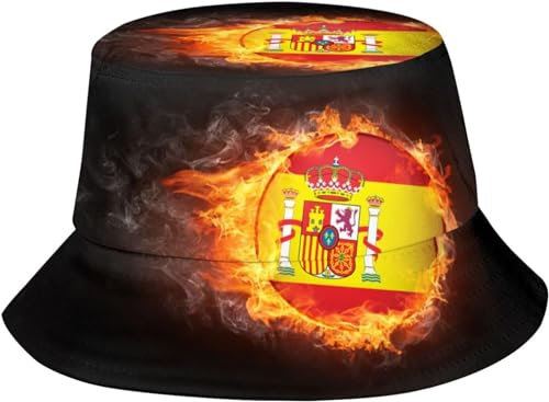 Ciclos Lindo sombrero de pescador español con bandera de España para mujeres y hombres, sombrero de pescador español, gorra de pesca de verano para el sol o la, Bandera de España-v001, Talla única
