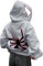 YINGKE Herren Spinnen Print Kapuzenpullover Y2K Punk Dunkle Gotisch Halloween Jacke mit Reißverschluss Unisex Streetwear Kapuzenpullover(2XL,Grau)