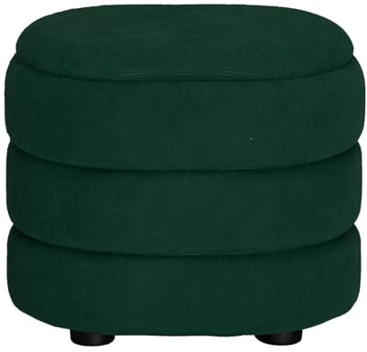 URBNLIVING Ottomane aus weichem Samt, mit Stauraum, Fußhocker, Ankleidestuhl (grün, oval)