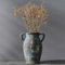 Vaseking Große rustikale Keramikvase mit 2 Griffen, 24,9 cm, Bauernhaus-Blumenvase für Heimdekoration, Wohnzimmer, Regaldekoration, Pampasgras, Eingangsbereich, Tischdekoration, Schwarzgrün