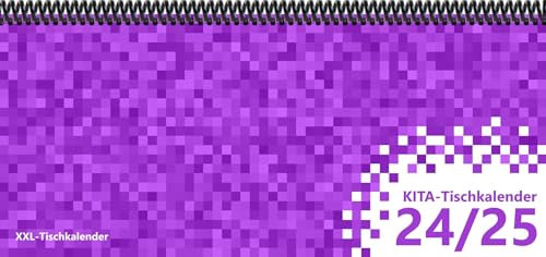 KiTa - Tischkalender 2024/25: XXL-Tischkalender, Bunt-Kalender Pixel lila 14,5 x 32,5 cm
