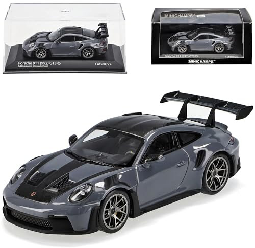 alles-meine.de GmbH Porsche 911 992 GT3RS Coupe Grau Weissach Package Modell Ab 2022 limitiert 500 Stück 1/43 Minichamps Modell Auto mit individiuellem Wunschkennzeichen