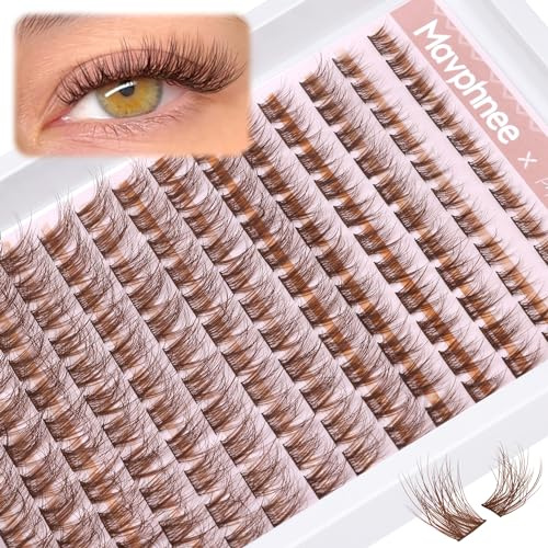 Mavphnee Beauty Lot de 168 extensions de cils foncées naturelles pour un usage quotidien, marron, doux, léger, naturel, idéal pour les cheveux clairs