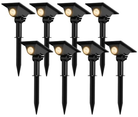Auraglow Solar Erdspieß Strahler, Boden oder Wandmontage, 8er Pack