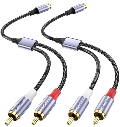 MOSWAG Cables RCA Y Cable Cinch RCA Adaptador RCA Hembra a Doble RCA Macho Cinch 1 Hembra a 2 Macho para Subwoofer, AMP, Tocadiscos, Receptor, Cine Casa