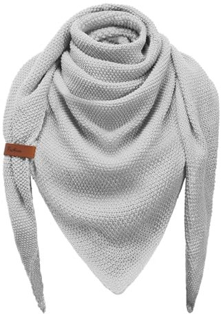 CMTOP Dreieckstuch Damen Winter - Großes Warmes Poncho Schal Strick Weiches Einfarbig Tuch (Hellgrau, Einheitsgröße)