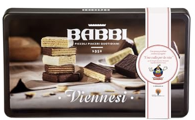 Viennesi Assortiti Piccoli Piaceri, 15 Wafer in Latta con Gusti Classico, Fondente e Pistacchio, Progetto Solidale, Confezione Regalo Gourmet e Benefica