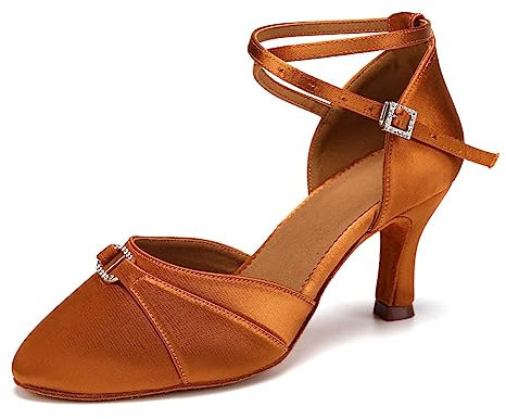 YCALCP Latein Tanzschuhe Damen Rosa mit Geschlossene Salsa Tango Performances Ballsaal Tanzschuhe, 38.5 EU