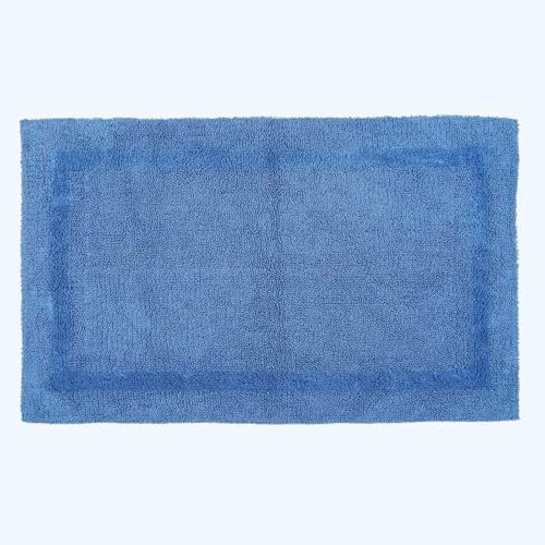 Homescapes Großer Badvorleger blau, XXL Badematte 70x120 cm, Baumwoll-Badteppich Premium mit Wende-Design