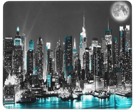 New York Paintings Mouse Pad With Stitched Edge, Non-Slip Rubber Base, Moderate Surface Friction, Non-Slip Mouse Mat For Computers, Laptop, Office & Home