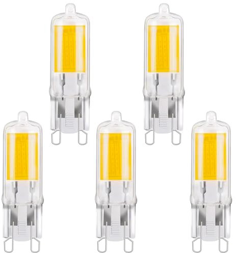 TobeBright Lot de 5 ampoules LED 2 W G9 4000 K blanc naturel COB LED 250 lm équivalent à ampoule halogène G9 25 W Ampoule capsule Type JC Intensité non variable
