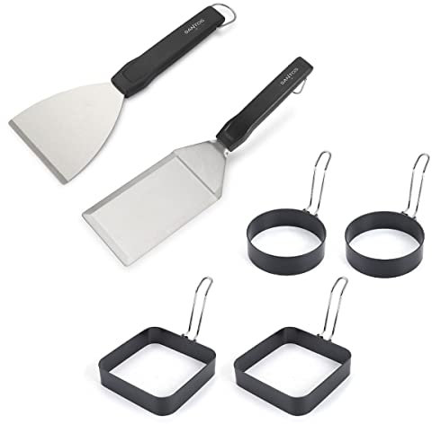 SANTOS Grillspachtel & Spiegeleiformen - American Breakfast - 6-teiliges BBQ Frühstücks-Set - für einen schnellen & leckeren Start in den Tag