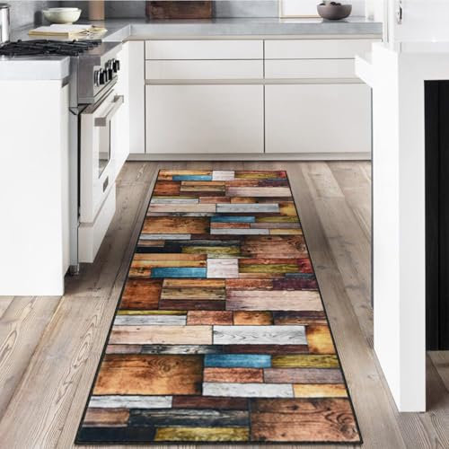 Teppich Läufer 40x100cm, Waschbar Küchenteppich, 7.5mm Küchenläufer Hochwertige Teppichläufer Rutschhemmender Gelrücken Dauerhaft für Flur & Wohnraum