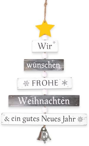 BETESSIN Weihnachtsdeko Tür Holz - Holzleiter Weihnachtsbaum Deko mit Weihnachtsgruß - Weihnachtsdeko zum Aufhängen - Tür Deko Weihnachten - Hängedeko für Wand, Tür, Fenster