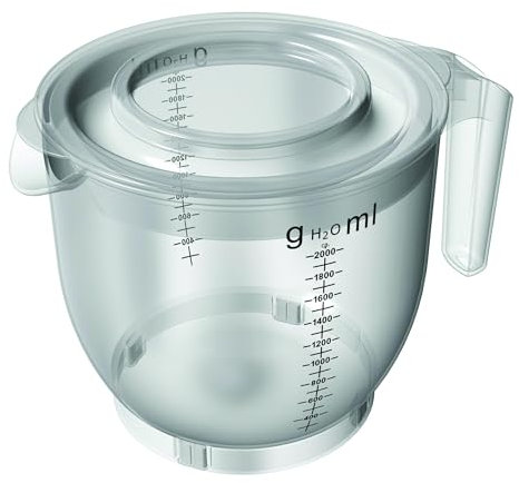 Domotti Messbecher mit Spritzschutz 2 L Rührschüssel mit Deckel Mixbecher Kunststoff mit Messskala