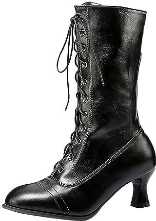 Stivaletti Donna con Tacco Stivaletti Donna Tacco A Spillo Scarpe Invernali Impermeabili Donna Stivali Moto Vintage Anfibi Donna Stivali Alti con Tacco Bianchi Stivali Texani